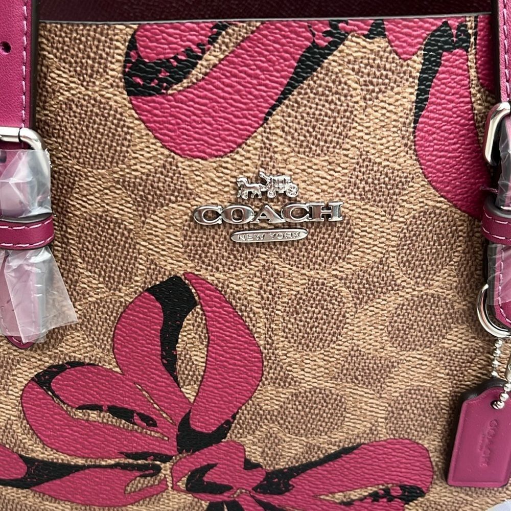 Coach Mollie Tote Bag 25 In Signature Canvas With Bow Print Purse - Picture 4 of 9